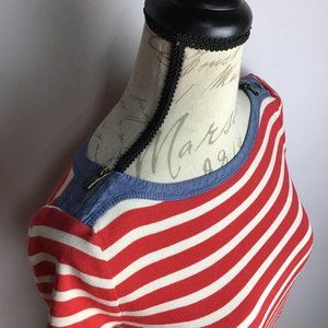 Lauren Jeans Co-Striped Tee with Chambray Accents